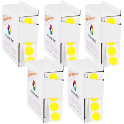 ChromaLabel Yellow Dot Stickers, 1/2 Inch, 1000/Box Case of 5