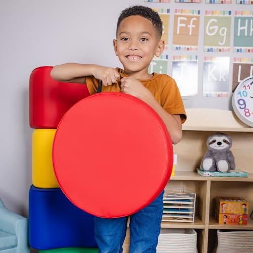 Schooled Cushioned Floor Seats - Set of 6 Round Spot Markers for Early Childhood Floor Time - Flexible Seating