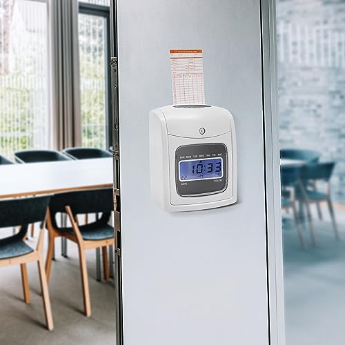 Employee Time Clocks for Small Business, Auto-Align Time Clock Punch Machine with 50-Piece Time Cards