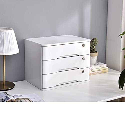 EliteBloom 3 Drawer Wooden Desktop Storage Box with Lockable Drawers, Office Supplies A4/Receipt File Organizer, Flat File Cabinet Storage, Wooden File Cabinet/Desktop Storage Cabin,E