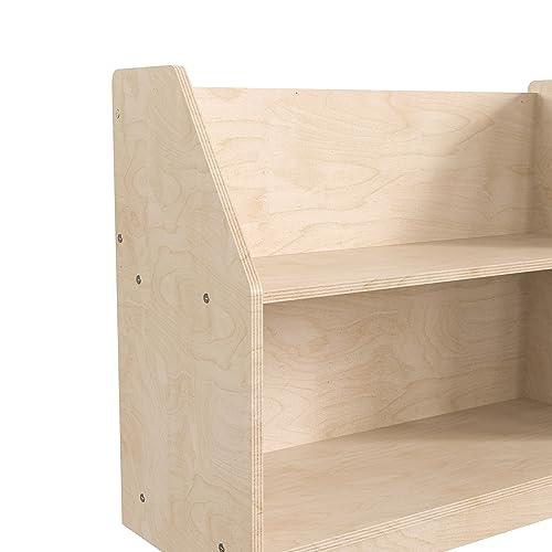 Classroom Essentials Commercial Grade Modular 2 Shelf Wooden Classroom Display Shelf, Natural