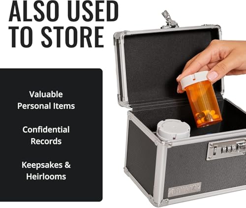 Vaultz Medicine Lock Box - 4 Pack - 5 x 7 x 5 Inches - Secure Cabinet Safe with Combination Lock - Ideal for Medications and Small Valuables - Black