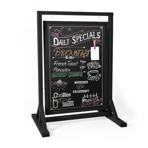 Ilyapa Black Double Sided Swinging Chalkboard Sidewalk Sign, 30 x 40 Inch