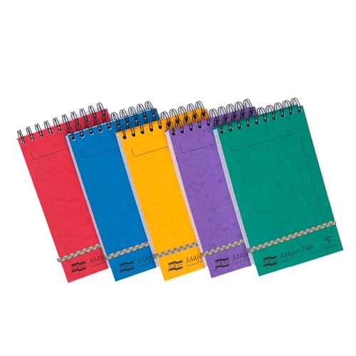 Clairefontaine 'Europa' Wirebound Major Pad, 20.7 x 12.7 cm, Lined, 300 Pages - Assorted Colours (Pack of 10)