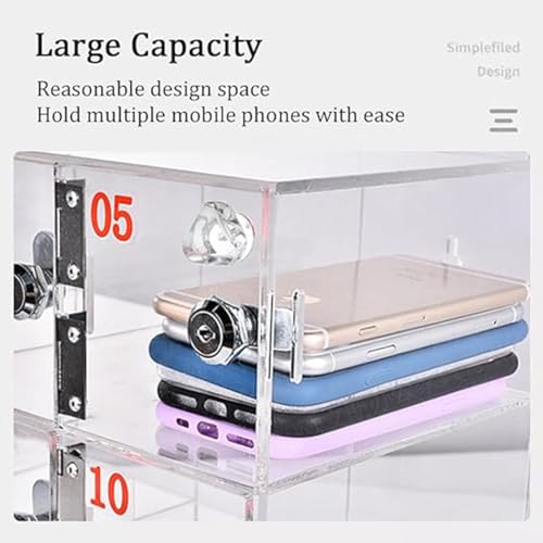 RJYYYDS Acrylic Cell Phone Locker Box with Door Locks and Keys Wall Mounted Clear Storage Box for Office School Classroom Secure Phone Storage Solution 50 Uni,16