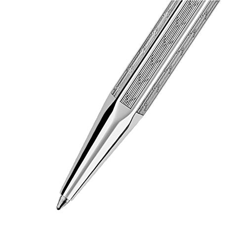 Caran d' Ache Chevron Ecridor Rhodium Ballpoint Pen Chevron Silver, Large Engraving Space (0890.296)