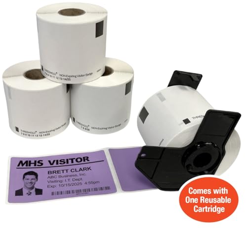 Threshold 4-Inch Visitor Badges on a Roll | (Purple)
