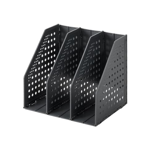 File Organizer 3/4 Grids Retractable File Holder Desktop Bookends Desk Organizer Magazine Desk(3 grids Blue)