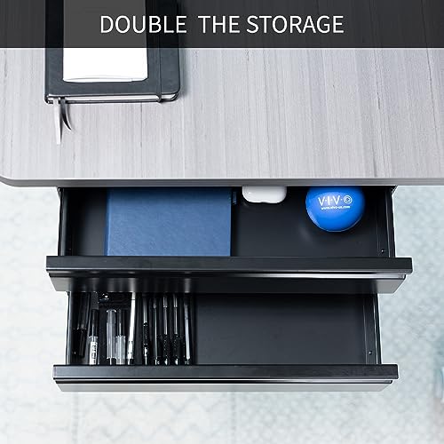VIVO Black 16 in Slide Out Dual Tier Desk Drawer, DESK-DR02