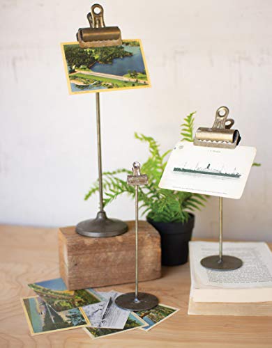 MY SWANKY HOME Metal Standing Note Clip Set Three Photo Memo Holder Tabletop Place Card Stand