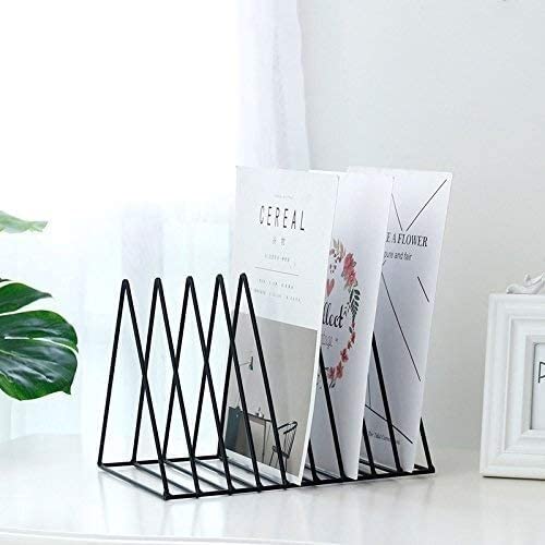 XIADENGLAN Large Capacity Bookshelf Iron Geometry Newspapers and Magazines Storage Rack Home Decor Shelf-Black