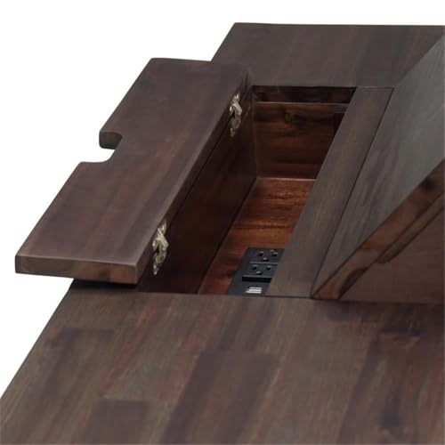 Scranton & Co Solid Wood Computer Desk for Home Office, 60" Writing Desk for Small Space, Tall Modern Study Table for Bedroom, Simple Rustic Work Desk in Distressed Brown