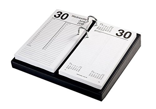 Dacasso Black Leather Desktop Calendar Holder with Silver Bolts, 4.5-Inch by 8-Inch