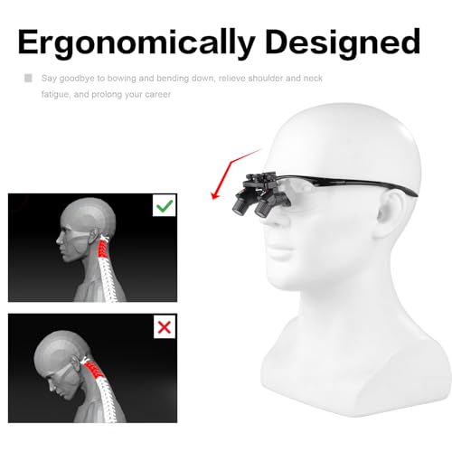 Adegbojo 3X/4X Ergo Binocular Loupes Magnifying Glasses,Ergonomic Magnifier Pupil Distance Adjustable (4X)