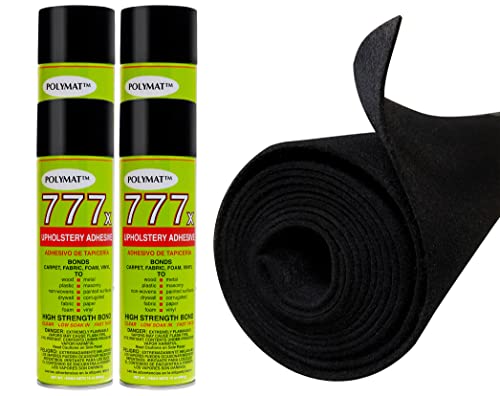 16ft x 3.75ft + 4 (777) Glue Adhesive CANS Black for Store DISPLAYS COUNTERS FIXTURES Trade Show Back Drop Wall décor Felt Carpet