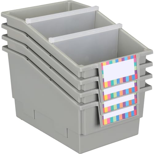 Really Good Stuff Pebble Chapter Book Classroom Library Bins with Dividers