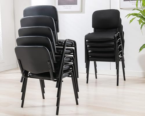 HNY Black Tablet Arm Chairs Set of 10, Mesh Office Waiting Room Guest Nesting Stacking Chairs, Reception Chairs with Flip-Up Table Conference Chairs for School Classroom Training Meeting Room