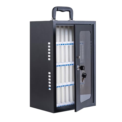 Cold Rolled Steel Pocket Chart Storage Cabinet, Classroom Cell Phone Storage Cabinet w/Portable Handle, Key Lock & Handwritten Tags,Cell Phone Storage Station Lockers for Office School Factory