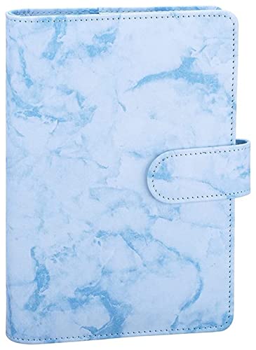 MJNHBGX Notebook A6 Pu Leather Notebook Binder Marble Refillable Binder Cover 6 Ring Loose Leaf Budget Planner Binder Cover with Magnetic Buckle Notebook A5，Marbled Blue