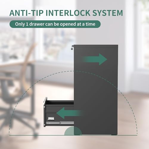 FLIXELIO 3 Drawer File Cabinet with Lock,Metal File Cabinet for Home Office