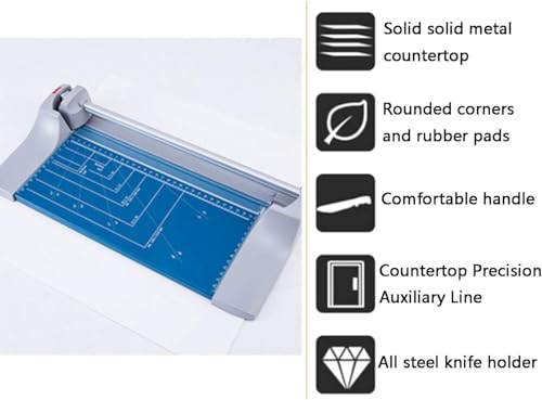 Professional Paper Cutter/Trimmer Precision Rotary Trimmer with Angled Lines for Craft Paper, Labels, Photo and Card Stock (A4)