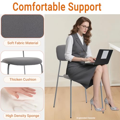 Sidanli Reception Chair Set of 4, Stackable Waiting Room Seating for Office, Lobby, and Guest Use, Grey