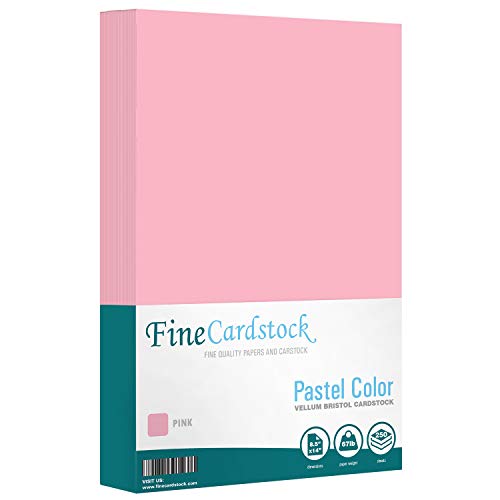 Color Cardstock Paper 67 Vellum Bristol, Sizes: 8.5 x 11 | 11 x 17 | 8.5 x 14 |1 Ream of 250 Sheets per Pack. (8.5 x 14, Pink)