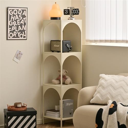 CFGH6FDF Bookcase Creative Small Bookshelf Corner Storage Rack Wall Narrow Cabinet Iron Storage Cabinet Corner Corner Bookcase Freestanding Book Shelf(Black,S)
