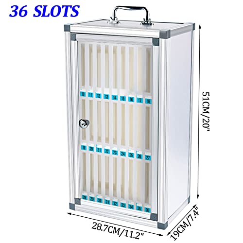 SDVantage Slot Box,Storage Box,Office Storage,Lock Box Phone,Key Lock,Phones Holder Storage Box,Wall-Mounted,Silver-36Slots