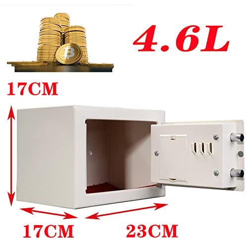 TBLOTYD Safe Box,Electronic Digital Safe Box Security Fireproof Lock Box Home Hotel Security Money Safe with 2 Locking Bolts/Gray/16L ，White-4.6L