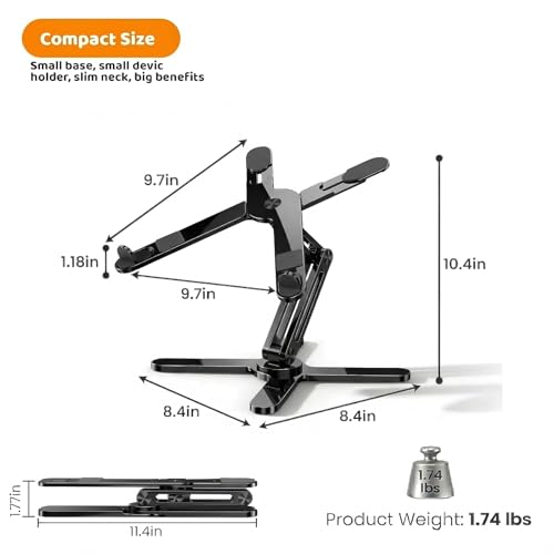 MOALLIA N86 360 Rotating Laptop Stand for Desk with Locking Knobs, Black