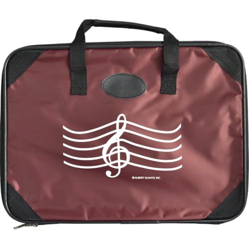 Music Treble Clef Briefcase/Maroon Double Zipper Waterproof Nylon Case