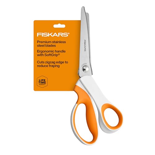 Fiskars 9.5" SoftGrip Pinking Shears for Fabric Cutting w/ Ergonomic Handle