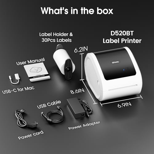 Omezizy Bluetooth Shipping Label Printer with Built-in Label Compartment