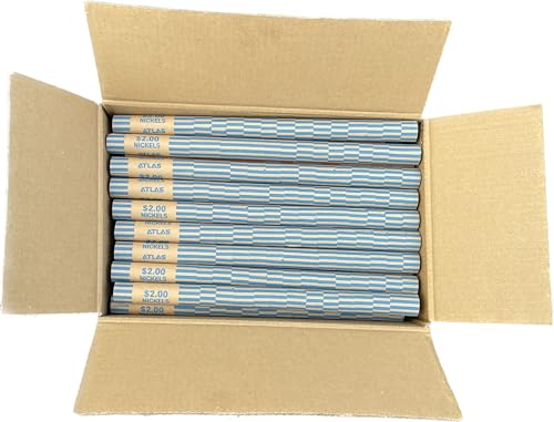 ATLAS Preformed Coin Wrappers - 1008 Count Nickel Coin Roll Wrappers - Precrimped for Easy Coin Handling. Sort Your Loose Change by Hand or use Any Brand of Automatic Coin sorters (ACW-1008N)