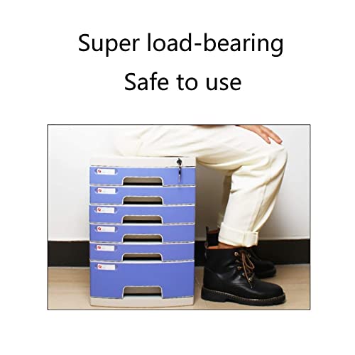 EliteBloom Desktop Organizer Storage Box - Desktop File Cabinet, Desktop Drawer Organizer, with Security Lock A4 Box for Office, 7 Tier File Cabinet, Increase Work Efficiency, Gray,Blue