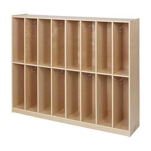Back2School Express 16-Section Slim Storage Coat Locker, Backpack Organizer, Natural
