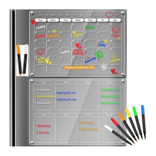 Magnetic Fridge Calendar Weekly Planner Monthly Dry Erase Board(Calendar with Weekly)
