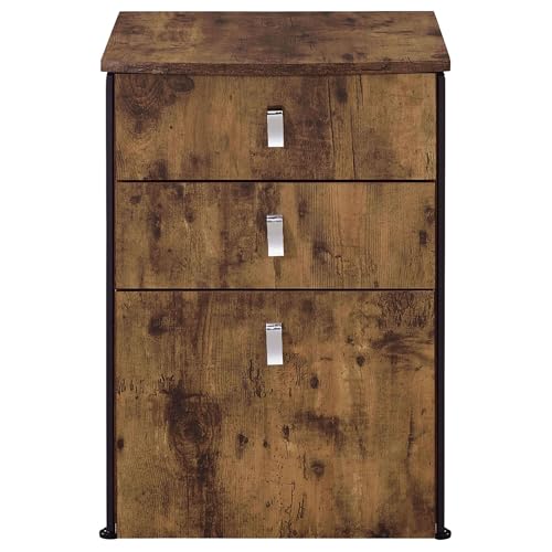 LOONGYOON 3 Drawer Wood Vertical File Cabinet for Office Home School Versatile Filing Organization Storage Cabinets Under Desk Office for Letter Size Printer Stand Assembly Required Antique Nutmeg