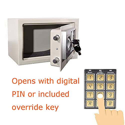 TBLOTYD Medium Digital Safe, Steel Construction, Steel Locking Bolts, Emergency Override Key, Wall and Floor Fixings/Black/8.5L ，Black-8.5L White