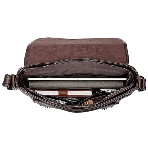 TGBHM Laptop Messenger Bags Men's Casual Leather Shoulder Bag Messenger Bag Sports Outdoor,Chocolate Color-30x10x25cm