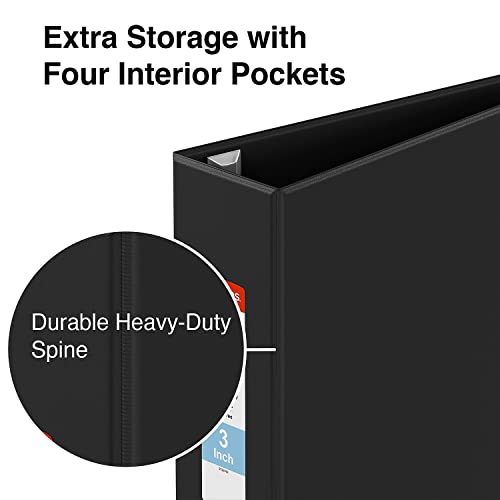 Staples Heavy-Duty 3-Inch 3-Ring Non-View Binder, Reinforced Spine, Holds Up to 600 Sheets, Black, for Office & School
