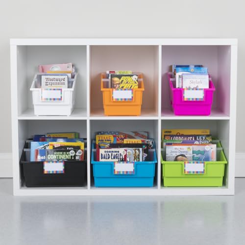 Really Good Stuff Green Chapter Book Library Bins with Dividers, 12-Pack