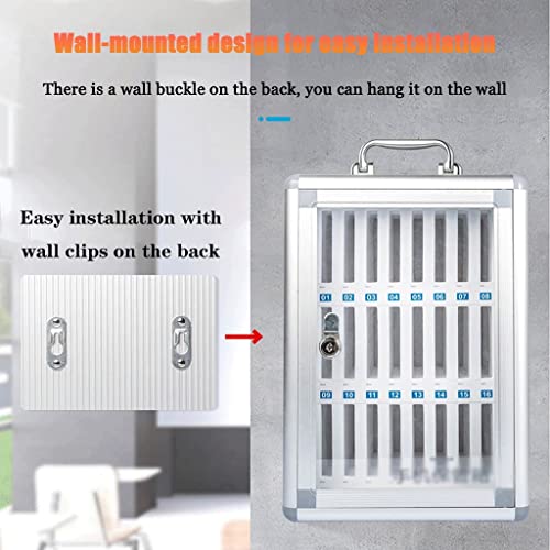 Aluminum Alloy Clear Cell Phones Storage Cabinet Pocket Chart Storage Locker Box with Handle and Security Lock Can Be Carried by Hand for Classroom Office (Color : Silver, Size : 24) (Silver 24)