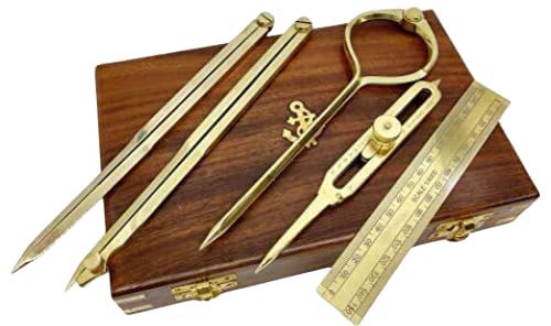NAVIROCK Brass Divider Drafting Tool, 8 in., Wooden Case