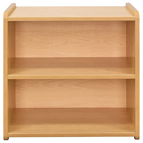 Tot Mate Single-Sided 2-Shelf Storage Cabinet for Kids and Toddlers, Free-Standing Wooden Bookshelf for Classroom, Preschool, 24" W x 23.5" H (Maple, Ready-to-Assemble)