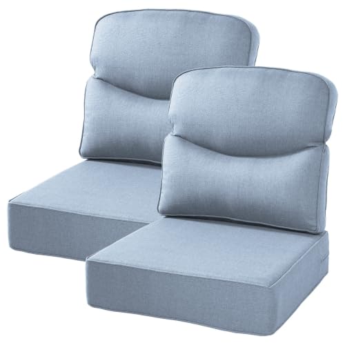 6 in Extra Thick Indoor Outdoor Patio Seat Cushions & Back Pillow Set of 2