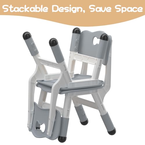Garvee Kids Chair 2 Pack, 3 Level Height Adjustable Toddler Chairs, Grey