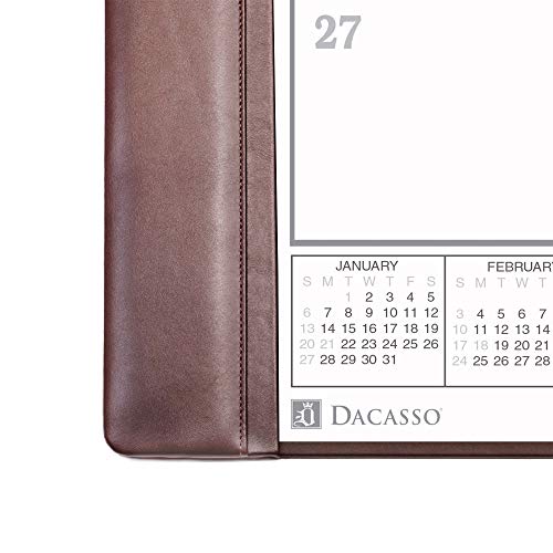 Chocolate Brown Leather Desk Pad w/Calendar, 25.5 x 17.25