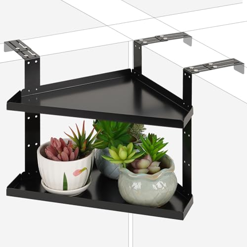 11 Inch 2-Tier Hanging Cubicle Shelf with Adjustable Hooks, Metal Organizer